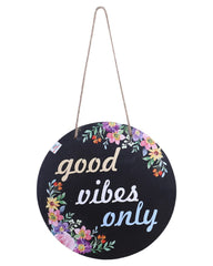 Heart Home Wall Hanging Quotes|Mdf Wooden Round Shaped Floral Print Plates For Kids Bedroom,Hall Entrance,Office,Pack of 3 (Black)