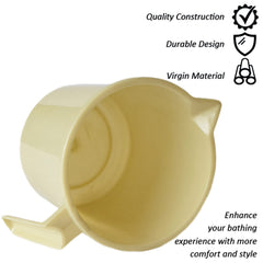 Heart Home Plastic Lightweight, Unbreakable Bathroom Mug 1.5 Litre- Pack of 2 (Cream) 54HH3909.