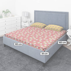 Kuber Industries Fitted Double Bedsheet|Elastic 130 GSM Polycotton King Printed Double Bedsheet with 2 Pillow Covers, 90x37 Inch (Rust)