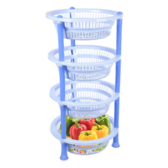 Kuber Industries Storage Basket | Plastic 4 Layer Kitchen Storage Basket | Storage Rack for Kitchen | Multi-Layer Vegetable Rack | Mondeo Floor-Standing Rack | Sky Blue