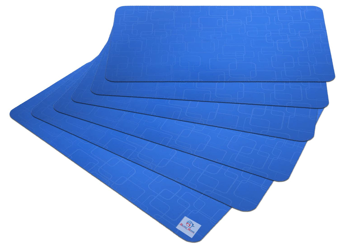 Heart Home Square Design Waterproof,Stain Resistant, Washable Refrigerator/Fridge Drawer Mat, Set of 6 (Blue)