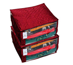 Kuber Industries Heavy Quilted Maroon Large Saree Cover Set of 2 Pcs (with Capacity of Upto 15 Sarees),Standard,KI0075196_1
