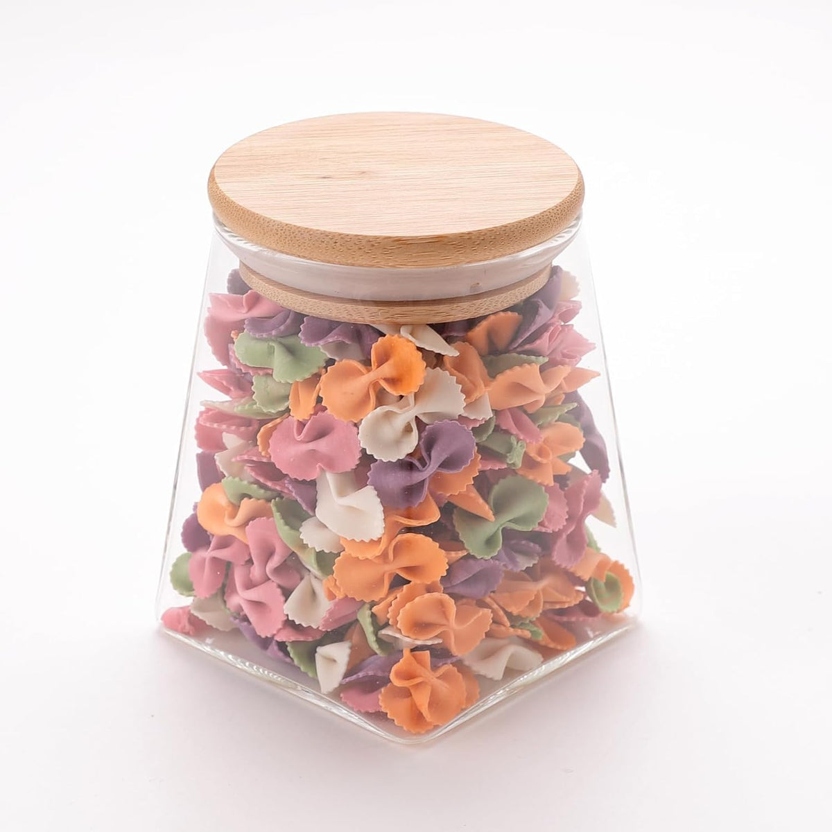 Heart Home Glass Jar | Multi-Utility Kitchen Organizer | Airtight Bamboo Lid | Food Storage Container | Cookies Storage Jar | 350 ML | LP016 | Transparent