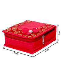 Kuber Industries Portable Jewellery Organizer With 4 Tranasparent Pockets, Set of 2 (Red)-HS_38_KUBMART21225