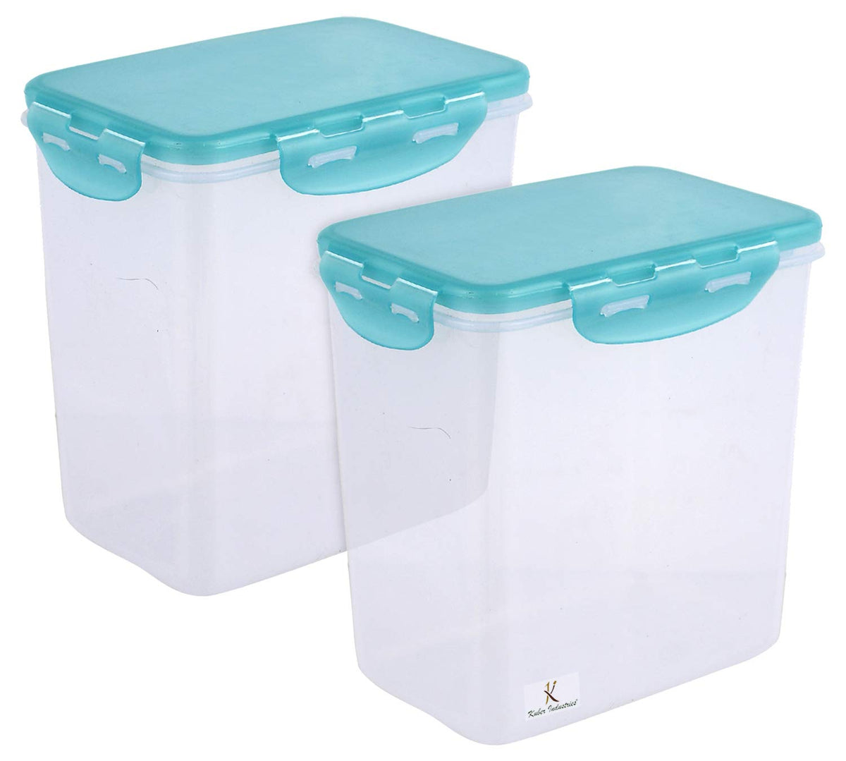 Kuber Industries klick N Seal 303 Airtight Food Storage Container Kitchen Container for Storage Plastic Storage Box for Kitchen Airtight Container Storage Jar (1750ml)-Pack of 2 (Green)-KUBMART15698