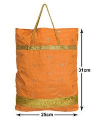 Kuber Industries Polyester Dot Print Hand Bag/Grocery Bag For Women/Girls With Handle Pack of 12 (Yellow) 54KM4054