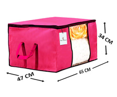 Kuber Industries Underbed Storage Bag, Storage Organiser, Blanket Cover Set of 2 - Ivory, Pink Extra Large Size-CTKTC23835, Standard