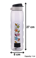 Heart Home Plastic Water Bottle With Sipper- 1 Litre, Pack of 6 (Black)