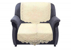 Heart Home Circle Design Cotton 7 Pieces 5 Seater Sofa Cover with Center Table Cover Set (Cream)- HEART01045
