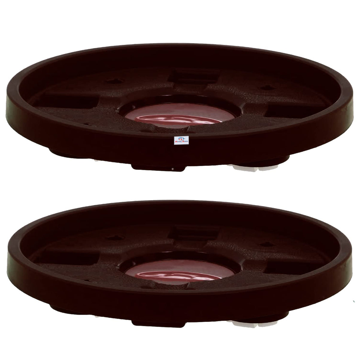 Heart Home Unbreakable Plastic Round Shape Gas Cylinder Stand |Cylinder Trolley with Wheels,Pack of 2 (Brown)