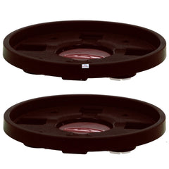 Heart Home Unbreakable Plastic Round Shape Gas Cylinder Stand |Cylinder Trolley with Wheels,Pack of 2 (Brown)