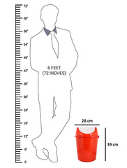 Heart Home Plastic Medium Size Swing Lid Garbage Waste Dustbin for Home, Office, Factory, 10 Liters (Red) - HEART2321,Standard