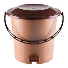 Kuber Industries Pedal Dustbin|Plastic Pedal Dustbin|Kitchen Waste Paper Bin|Dustbin For Bedroom|5 Liter Dustbin (Coffee)