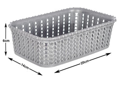 Heart Home Multipurposes Small M 15 Plastic Basket, Organizer for Kitchen, Countertops, Cabinets, Bathrooms Without Lid- Pack of 2 (Grey & Brown) -46KHH0126,Standard