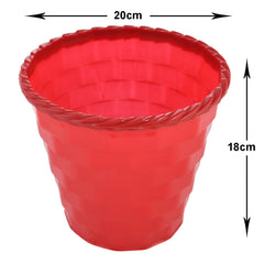 Heart Home Brick Flower Pot|Durable Plastic Flower Pots|Planters for Home Décor|Garden|Living Room|Balcony|8 Inch|Pack of 5 (Red)