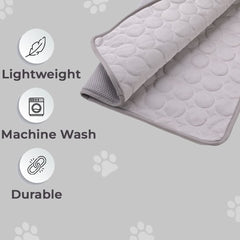 Homestic Rectangular Dog & Cat Bed|Premium Cool Ice Silk with Polyester with Bottom Mesh|Multi-Utility Self-Cooling Pad for Dog & Cat|Light-Weight & Durable Dog Bed|ZQCJ001DG-XS|Dark Grey