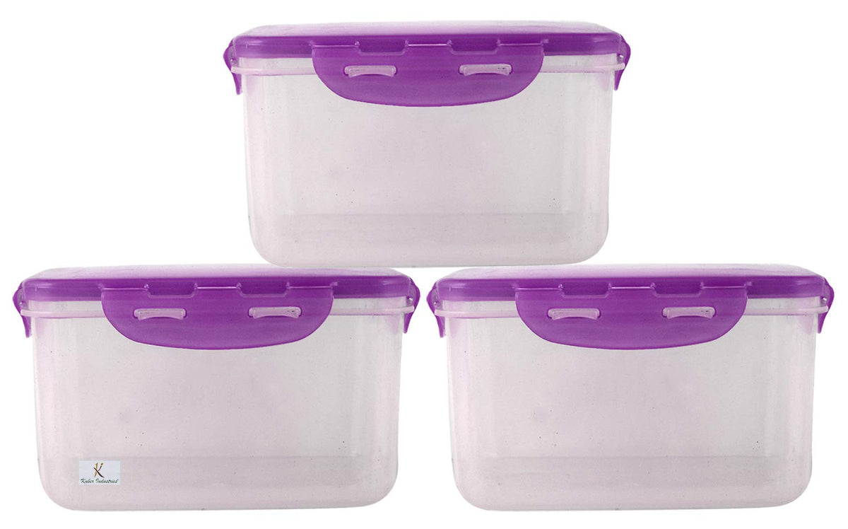 Kuber Industries klick N Seal 402 Airtight Food Storage Container Kitchen Container for Storage Plastic Storage Box for Kitchen Airtight Container Storage Jar (1450ml)-Pack of 3 (Purple)-KUBMART15744