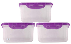Kuber Industries klick N Seal 402 Airtight Food Storage Container Kitchen Container for Storage Plastic Storage Box for Kitchen Airtight Container Storage Jar (1450ml)-Pack of 3 (Purple)-KUBMART15744