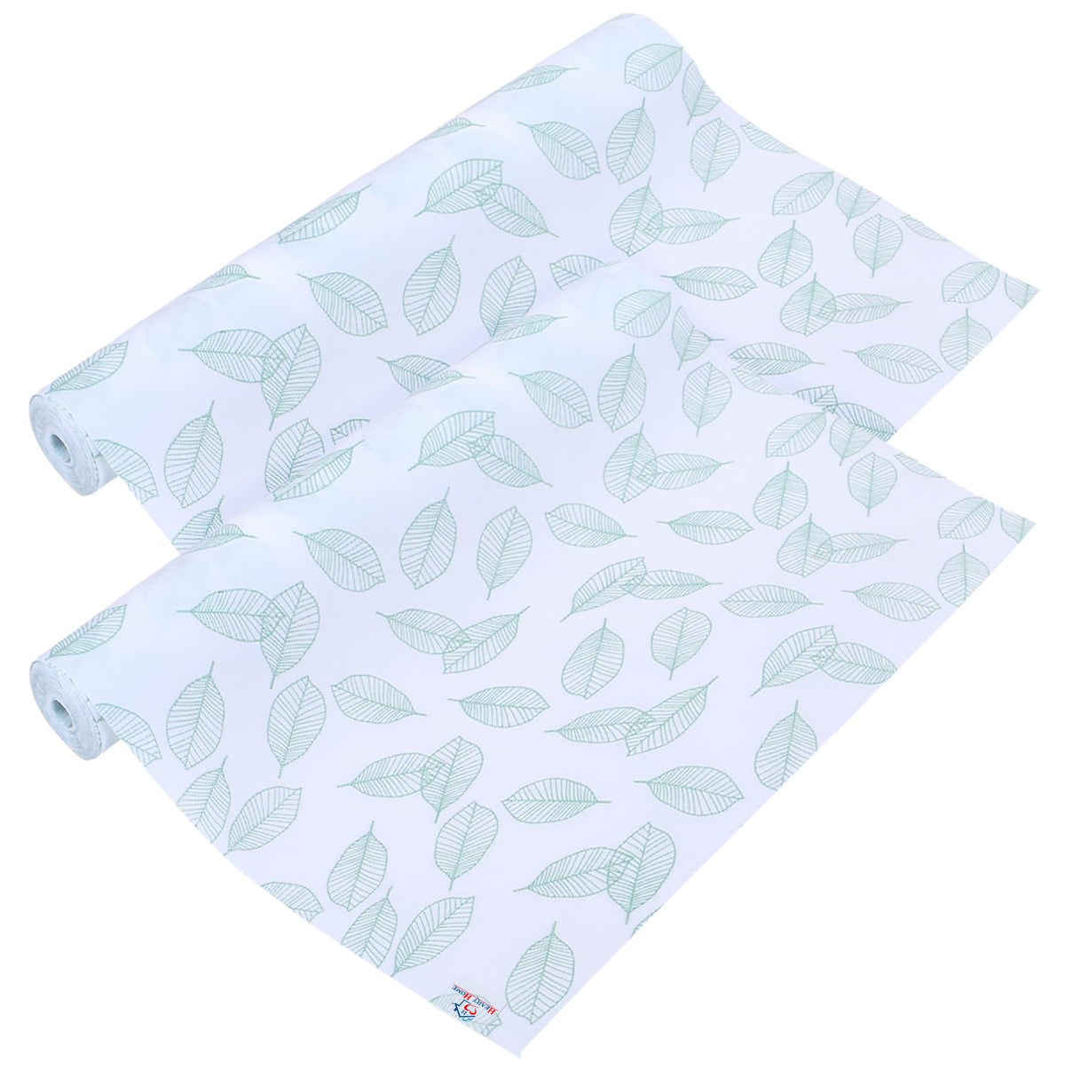 Heart Home Shelf Liner | EVA Kitchen Cabinet Shelf Mat | Anti-Slip Bathroom Mat | Fridge Mat | Table Mat | Green Leaf Print Wardrobe Mat | 1.5 Meter | Pack of 2 | White