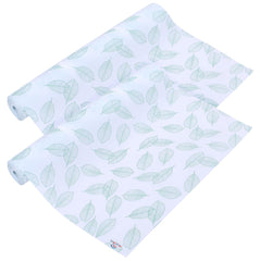 Heart Home Shelf Liner | EVA Kitchen Cabinet Shelf Mat | Anti-Slip Bathroom Mat | Fridge Mat | Table Mat | Green Leaf Print Wardrobe Mat | 1.5 Meter | Pack of 2 | White