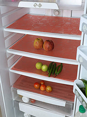 Kuber Industries Circle Design 6 Pieces PVC Refrigerator/Fridge Multipurpose Drawer Mat Set(Red) - CTKTC032360