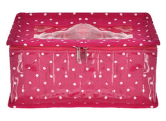 Kuber Industries Dot Printed Laminated PVC Multipurpose Jewellery Organizer With 10 Tranasparent Pouches (Pink)-45KM06