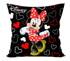Kuber Industries Disney Printed Microfiber Filled Floor Cushion, Decorative Throw Pillow, Home Decor Pillow, Sofa/Bed Cushion,16"x16" (Black)-Pack of 4-KUBMART15858