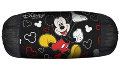 Kuber Industries Disney Minnie Mickey Print Silk Special Long Crush Bolster Cover- Set of 3, Roral Blue & Black & Pink-KUBMART10025