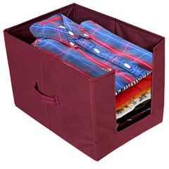 Kuber Industries 2 Pieces Non Woven Shirt Stacker/Shirt Organizer Wardrobe Organizer (Maroon)-KUBMART2874