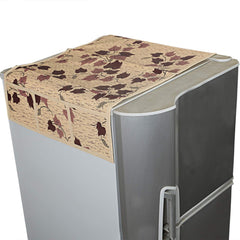 Kuber Industries Leaf Design PVC Fridge Top Cover - Cream, Standard (CTKTC03455)