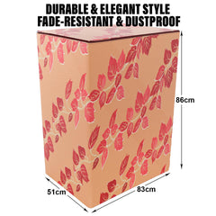 Heart Home Washing Machine Cover | Leaf Print Washing Machine Cover | PVC | Top Load Semi-Automatic Washing Machine Cover | Red