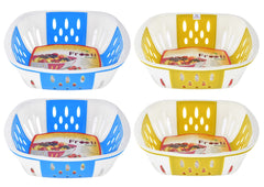 Heart Home Large Plastic Fruit, vegetable Storage Basket- Pack of 4 (Blue & Green)-HS42KUBMART25423