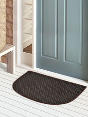 Heart Home D Shape Anti-Slip Durable Rubber Door Mat, Welcome Mat for Entryway,Patio,Garage, Outdoor, 21"x14"- Pack of 3 (Brown)-47HH01297