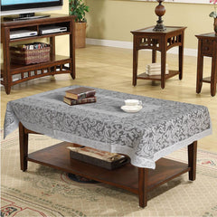 Kuber Industries Leaf Design Cotton Center Table Cover/Table Cloth for Home Decorative Luxurious 4 Seater, 60"x40" (White)