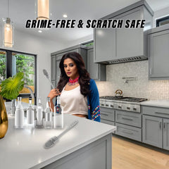 Kuber Industries Bottle Cleaning Brush|Silicone Water Bottle Cleaner|Brush with Long Handle|Reusable Cleaning Brush|Bottle Brush Cleaner Set|Pack of 3 (Gray)