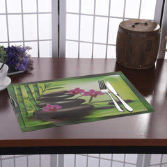 Kuber Industries Lemon Print Design PVC 6 Piece Reversible Dining Table Placemat Set (Green)-CTKTC32970