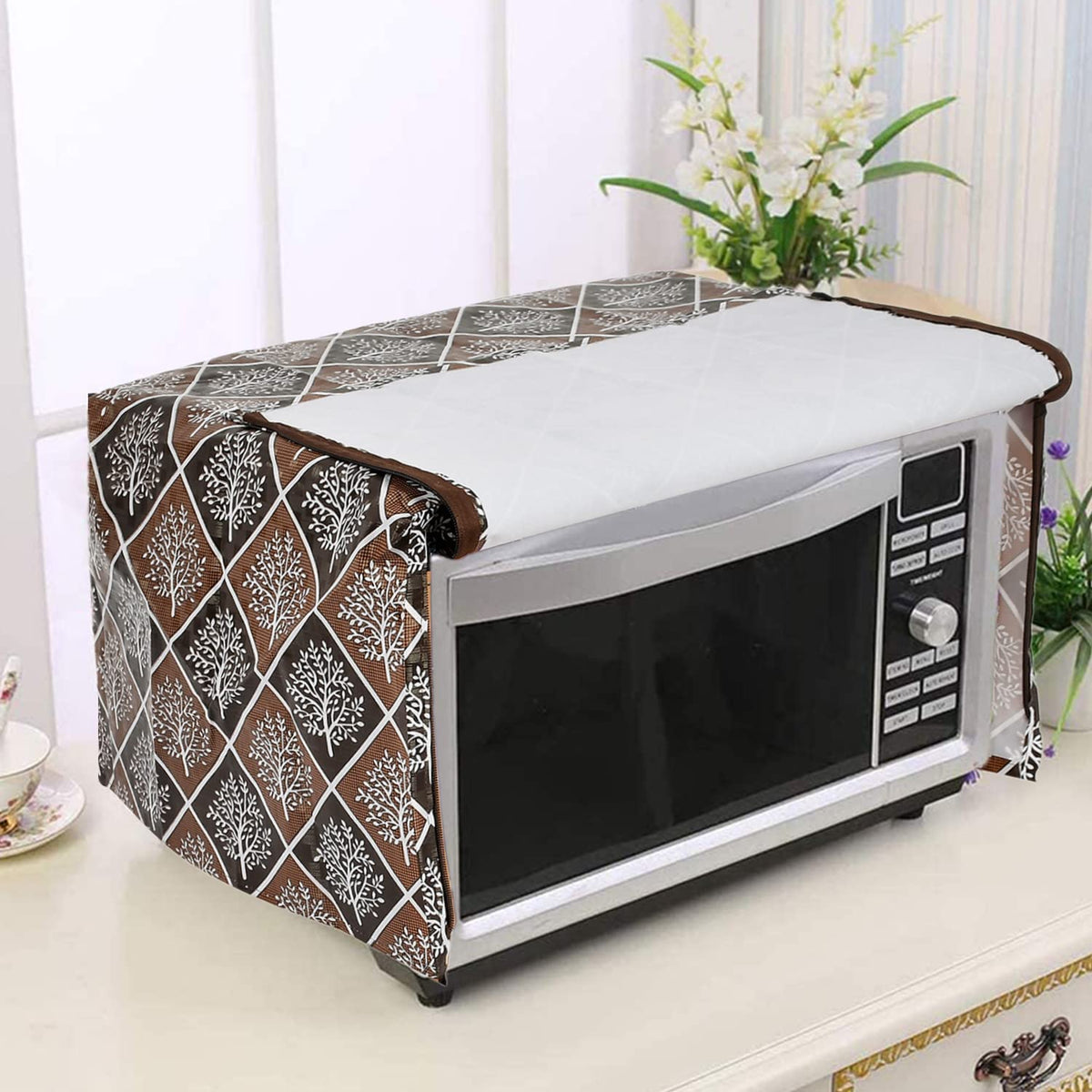 Heart Home PVC Tree Printed Microwave Oven Cover,23 LTR. (Coffee)-50HH01236