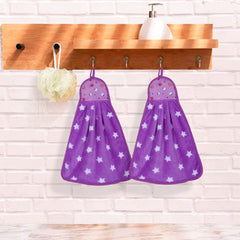 Kuber Industries Soft Cotton Star Print Super Absorbent Hanging Napkin|Hand Towel for Washbasin & Kitchen,Pack of 4,(Assorted)