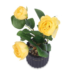 Kuber Industries Artificial Plants for Home Décor|Natural Looking Indoor Fake Plants with Pot|Artificial Flowers for Decoration (Yellow)