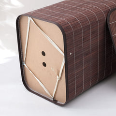 Kuber Industries Bamboo Basket With Lid|Foldable Laundry Basket For Clothes|Durable Rope Handles & Removable Bag|Dark Brown|