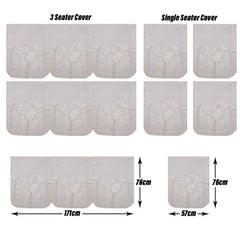 Heart Home Sofa Cover | Cotton Net Plain Tulip Design Sofa Cover | 5-Seater Sofa Cover for Home Décor | Sofa cover Set for Living room | Cream