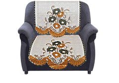 Kuber Industries Flower Design 6 Piece Cotton 5 Seater Sofa Cover Set - 70.07"x29.13", Brown