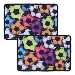 Kuber Industries Door Mat for Kids Room|Anti Skid Door Mat for Kids Bedroom|Microfiber Football Pattern Door Mat|Pack of 2 (Multicolor)