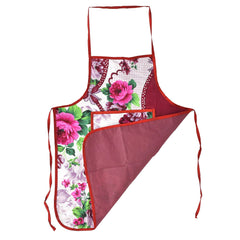 Heart Home Flower Printed Oil Stain Resistant Cooking Kitchen Apron for Men Women with 1 Front Pocket (Pink)
