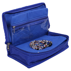 Kuber Industries Multiuses Polyester Jewellery Organizer With 4 Pouches (Blue)