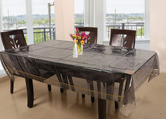 Kuber Industries Golden Lace PVC 6 Seater Dining Table Cover - Transparent