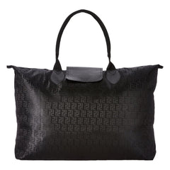 Kuber Industries Multiuses Designer Rexine Shopping Bags/Grocery Bag for Carry Grocery, Fruits, Vegetable with Handles (Black) 52KM3988