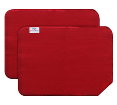 Heart Home Microfiber Reversible Dish Drying Mat with Absorbent Parity for Kitchen 19"x 15",Pack of 2 (Red)