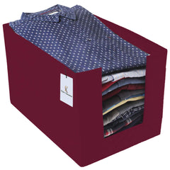 Kuber Industries 3 Piece Non Woven Shirt Stacker Wardrobe Organizer Set, Maroon-CTLTC31842
