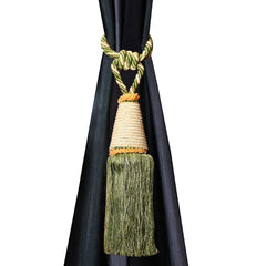 Kuber Industries Beads Beautiful Design Polyester 6 Pieces Curtain Tie Back Tassel Set (Green) CTKTC33569